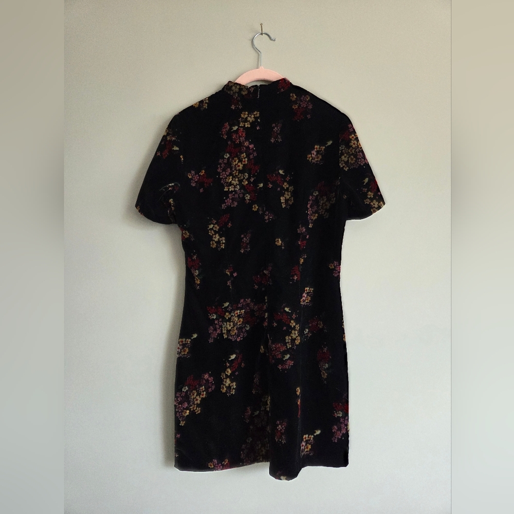 Obey Mel Dress Floral Mini Mandarin Collar Whimisgoth Dark Academia Velour S - Picture 4 of 9
